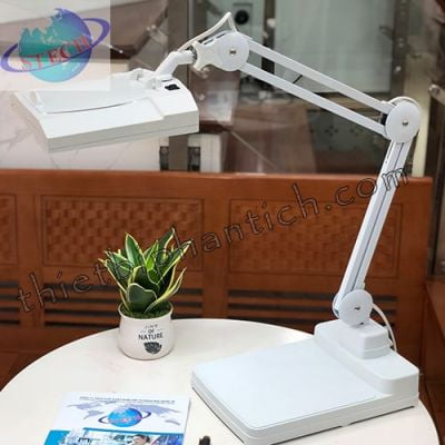Kính lúp để bàn STECH tiêu chuẩn Quốc Tế 8066C-5X-V (thấu kính trắng, vuông to, loại xịn)