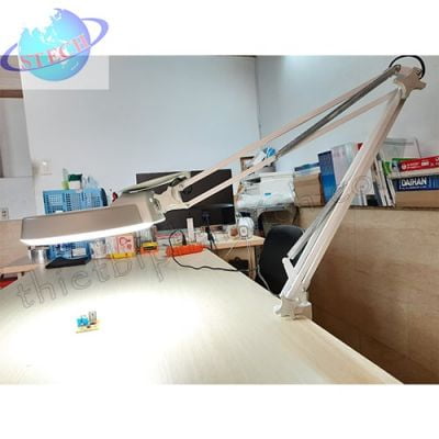 Kính lúp kẹp bàn, thân gập, gương tròn LT-86A 5X Led