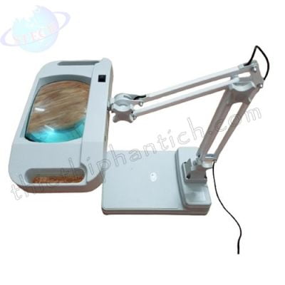 Kính lúp công nghiệp thân cọc, thấu kính chữ nhật xanh, để bàn LT-86H 10X LED