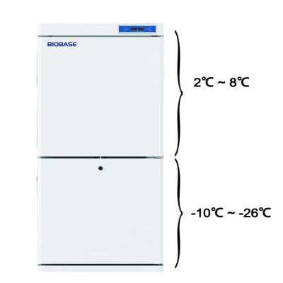 Tủ lạnh âm sâu 2 buồng, 2 dải nhiệt độ (-10oC đến -25oC và 2 đến 8oC) Biobase BDF-25V260